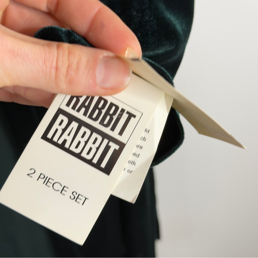 Vintage 90s Rabbit Rabbit Designs Dark Green Velvet - 12M NWT - Picture 8 of 12
